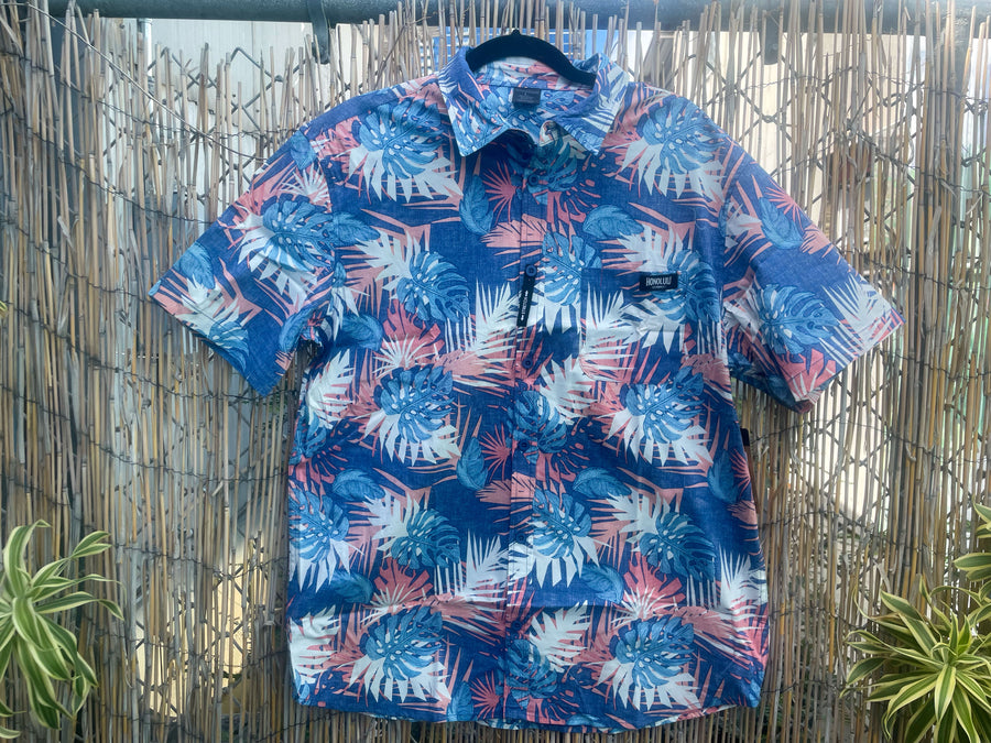 Men's Aloha Shirt Backyards Navy